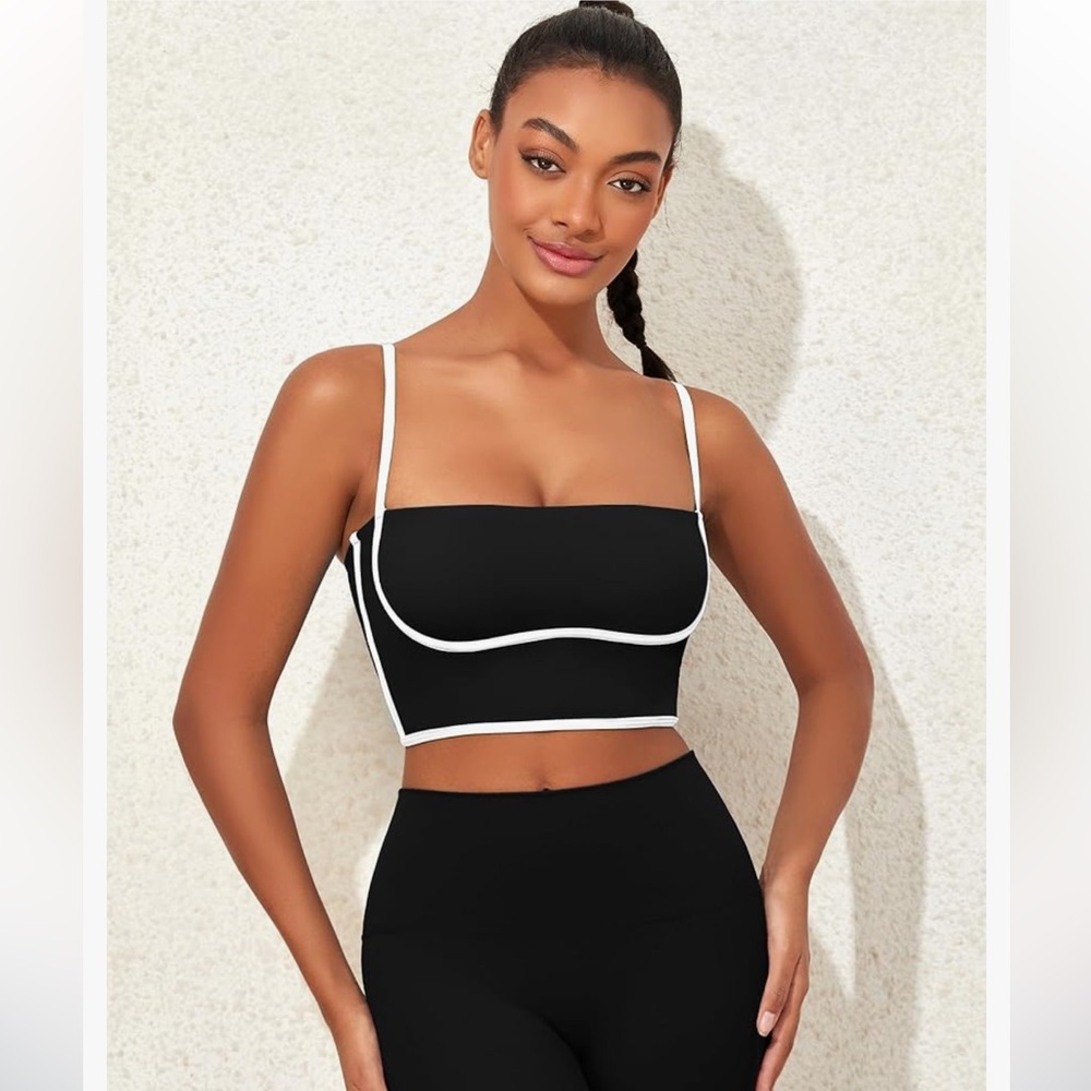 AngiMelo Womens Workout Tank Tops Square Neck Longline Sports Bra